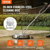 Detailed information about the product 20' Pressure Washer Surface Cleaner w/ Handles & Wheels, Stainless Steel Concrete Cleaner 4500 Max PSI , 3/8'Connector & 1/4' Adapter Power Washer Floor Attachment,For Floor Driveway, Patio