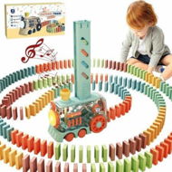 Detailed information about the product 200 PCS Green Automatic Dominoes Train Set,Fun and Colorful Train with Lighting Sound Effects,Creative Dominos Game Toy for Kidsï¼ŒXmaxï¼ŒHoliday gift