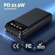 Detailed information about the product 20000mAh Portable Power Bank PD22.5W Quick Charging Fast Charger for Phone Black