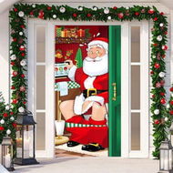 Detailed information about the product 200*90cm Christmas Door Cover, Funny Elves Door Backdrop Fabric Santa Backdrop Christmas Background Banner Xmas Door Christmas Party Decorations