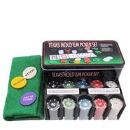 Detailed information about the product 200PC Poker Chips Set with Denominations Cloth 5 Color Chips in Iron Box for Texas Hold'em Baccarat 21 Point Game family GAME