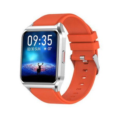 2022 NEW Watch Smart Heart Rate Sleep Monitor Bluetooth Call Temperature Detection Col. Orange Silicone Wristband.