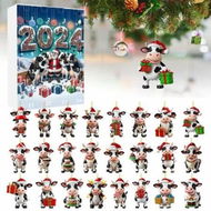 Detailed information about the product 2024 Christmas Cow Advent Calendar 2D Acrylic Cow Ornaments for Christmas Tree Decoration,24 PC Cute Cow Designs,Christmas Home Decor