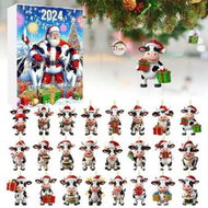 Detailed information about the product 2024 Christmas Cow Advent Calendar 2D Acrylic Cow Ornaments for Christmas Tree Decoration,24 PC Cute Cow Designs,Christmas Home Decor