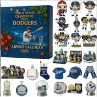 Detailed information about the product 2025 Advent Calendar MLB Dodgers World Series Champions Blind Box 24 Days 2D Flat Acrylic Ornament Collectible Christmas Birthday Kids Gift ver.A