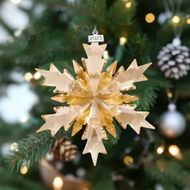 Detailed information about the product 2025 Annual Edition Snowflake Clear Crystal Christmas Ornament, Large Snowflake Ornaments Display Winter Home Decor Christmas Decor Gift, Champagne