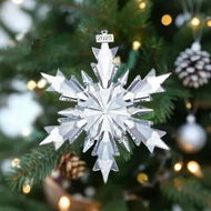 Detailed information about the product 2025 Annual Edition Snowflake Clear Crystal Christmas Ornament, Large Snowflake Ornaments Display Winter Home Decor Christmas Decor Gift, Clear