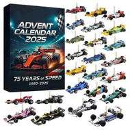 Detailed information about the product 2025 Christmas Advent Calendar, Countdown Calendars for Christmas 24 Days of Surprises with 2D Acrylic French Racing Car Pendant, Christmas Tree Pendant
