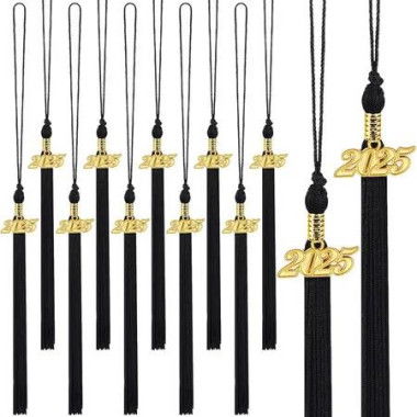 2025 Graduation Tassels,10Pcs Graduation Cap Tassels 2025 Grad Graduation Tassels for 2025 Graduation Ceremonies Accessories (Black)