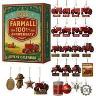 Detailed information about the product 2025 Tractor 100th Anniversary Advent Calendar,24 Days Christmas Countdown Calendar with 2D Flat Acrylic Tractor Ornaments for Xmas Tree Decor