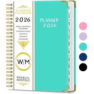 Detailed information about the product 2026 Weekly and Monthly Planner, Jan-Dec Spiral-Bound with Tabs Inner Pocket, 21x 15CM Year Planner Calendar Planner (Cyan Blue)