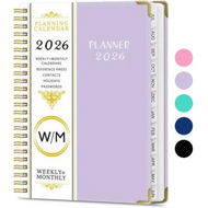 Detailed information about the product 2026 Weekly and Monthly Planner, Jan-Dec Spiral-Bound with Tabs Inner Pocket, 21x 15CM Year Planner Calendar Planner (Purple)