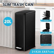 Detailed information about the product 20L Pedal Rubbish Bin Trash Can Recycling Garbage Dustbin Kitchen Bathroom Under Sink Office Slim Rectangular Waste Container Black