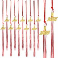 Detailed information about the product 20Pcs Graduation Tassels Academic Graduation Cap Hat Tassel with 2025 Gold Charm for 2025 Graduation Ceremonies Accessories (Red White)