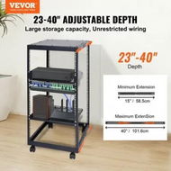 Detailed information about the product 20U Open Frame Server Rack 15''-40'' Adjustable Depth Free Standing or Wall Mount Network Server Rack 4 Post AV Rack with Casters Holds All Your Networking