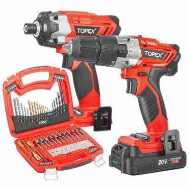 20V Cordless Hammer Drill Impact Driver Power Tool Combo Kit w/ Drill Bits