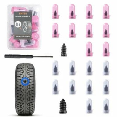 21 PCS Tire Repair Rubber Nail Kit,Premium Spiral Screw-in Tire Plugs with 2 Sizes,Emergency Roadside Flat Tire Fix Tool