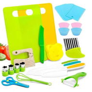 Detailed information about the product 23 Piece Kids Cooking Set, Montessori Kitchen Tools with Plastic Knives, Cutting Board, More Kitchen Accessories,Cooking Fun for Kids