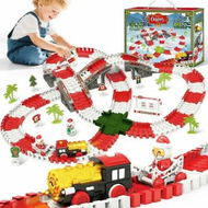 Detailed information about the product 233 PCS Construction Race Tracks Christmas Train Set, Assembled Light Up Railway Track Christmas Birthday Gifts for Boys and Girls Age 3+ Year Old