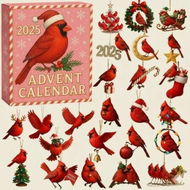 Detailed information about the product 24 Cardinal Bird Christmas Advent Calendar 24 Day Countdown Box with 24 Red Bird Ornaments,Holiday Gift for Bird Lovers Home Decor