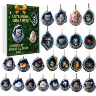 Detailed information about the product 24 Days Advent Calendar 2D Flat Acrylic Christmas Tree Ornaments, Cute Animal Hanging Decor for Xmas Holiday Party Supplies