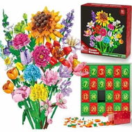 Detailed information about the product 24 Days Advent Calendar Flower Bouquet Building Block Christmas Countdown Calendar,Artificial Wildflower Botanical Collection