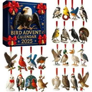 Detailed information about the product 24 Days Bird Christmas Countdown Calendar, 2D Flat Acrylic Birds Pendant Ornaments 2025 Holiday Scene Props for Festive Decoration