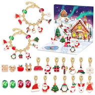 Detailed information about the product 24 Days Countdown to Christmas Calendar Alloy Bracelet, Party Supplies Handmade Bracelet Jewelry Making Kit for Girls