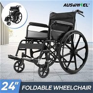 Detailed information about the product 24 Inch Folding Wheelchair Mobility Disability Aid Travel Portable Lightweight Elderly Transport Equipment Rear Hand Brakes Auswheel