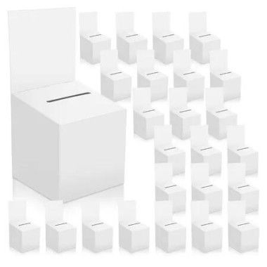 24 Pack Raffle Box Donation Box for Fundraising,Ballot Box Cardboard Box with Slot for Ticket and Removable Header Charity Box for Collecting Business Card Voting Contes,6 x 6 x 6 Inch