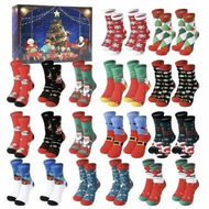 Detailed information about the product 24 Pairs Christmas Socks Advent Calendar Cuddly Socks Funny Socks Cotton,Christmas Calendar with 12 Surprises Christmas Socks Gift Set