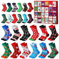 Detailed information about the product 24 Pairs of Christmas Socks for Men and Women,Advent Calendar 24 Grid Socks Christmas Countdown,Advent Calendar Socks with Santa and Elk Pattern