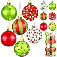 Detailed information about the product 24 Pcs 5cmChristmas Ball Ornaments Glittering Red Green Ball Ornaments Swirl Candy Hanging Ball Decoration