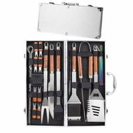 Detailed information about the product 24 PCS Barbecue Grill Tool Set â€“ Heavy Duty Stainless Steel + PP Utensils in Portable Storage Case â€“ Complete Outdoor Kit