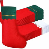 Detailed information about the product 24 Pcs Felt Christmas Stockings 38CM Party Favors Stockings Xmas Decoration Stockings Rustic Christmas Santa Stockings (Green White)