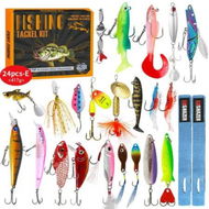 Detailed information about the product 24 Pcs Fishing Gear Lures Bait Set Christmas Countdown Advent Calendar Christmas Fishing Gifts For River Sea Pond