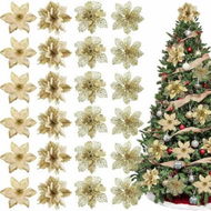 Detailed information about the product 24 PCS Golden Flower Christmas Tree Decorations Ideal For Christmas Tree Decorations And Festive Events