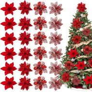 Detailed information about the product 24 PCS Red Flower Christmas Tree Decorations Ideal For Christmas Tree Decorations And Festive Events