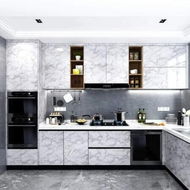 Detailed information about the product 24' x 118' Grey Faux Marble Peel and Stick Countertop Covers