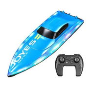 Detailed information about the product 2.4G RC Boat Waterproof Speedboat LED Light High Speed Remote Control Ship Dual Motors Vehicles Models Toys with 2 Batteries, Blue