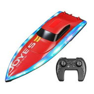 Detailed information about the product 2.4G RC Boat Waterproof Speedboat LED Light High Speed Remote Control Ship Dual Motors Vehicles Models Toys with 2 Batteries, Red