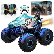 Detailed information about the product 2.4G Remote Control Car Spray Rotating Remote Control Car Lights Music Shark Shape Off-Road Toy Car For Kids Color Blue
