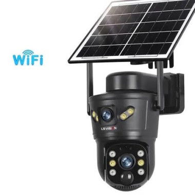 2.4G WIFI Solar Security Camera 2K Dual-Lens Dual-Screen 355 Pan 100 Tilt surveillance Intercom Cloud Storage PIR AI Detection Auto tracking
