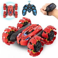 Detailed information about the product 2.4GHz 4WD Remote Control Gesture Sensor Toy Car Double Sided Rotating RC Car with Light and Music, Great Gift for 4-12 Year Old Kids (Red)