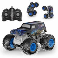 Detailed information about the product 2.4GHz Amphibious Remote Control Car 1:14 Waterproof Monster Truck Toy Double Wheelie RC Trucks 4WD Off-Road Vehicle for Boys Girls 6-12+,Blue