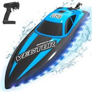 Detailed information about the product 2.4Ghz RC Boat 30KMH Fast with Lights for Pools and Lakes with 2 Rechargeable Batteries Toys Gifts Color Blue