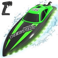 Detailed information about the product 2.4Ghz RC Boat 30KMH Fast with Lights for Pools and Lakes with 2 Rechargeable Batteries Toys Gifts Color Green