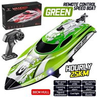 Detailed information about the product 2.4GHz Remote Control Boat, 25KM/H High Speed Racing Jet Boats Gift Toy with LED Light for Pools Lakes River (Green)