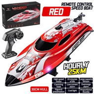 Detailed information about the product 2.4GHz Remote Control Boat, 25KM/H High Speed Racing Jet Boats Gift Toy with LED Light for Pools Lakes River (Red)