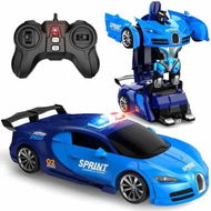 Detailed information about the product 2.4GHZ Remote Control Car One-Click Becoming Robot Transforming Toys Car Smooth Deformation Demo Mode 360 Degree Rotation-Blue